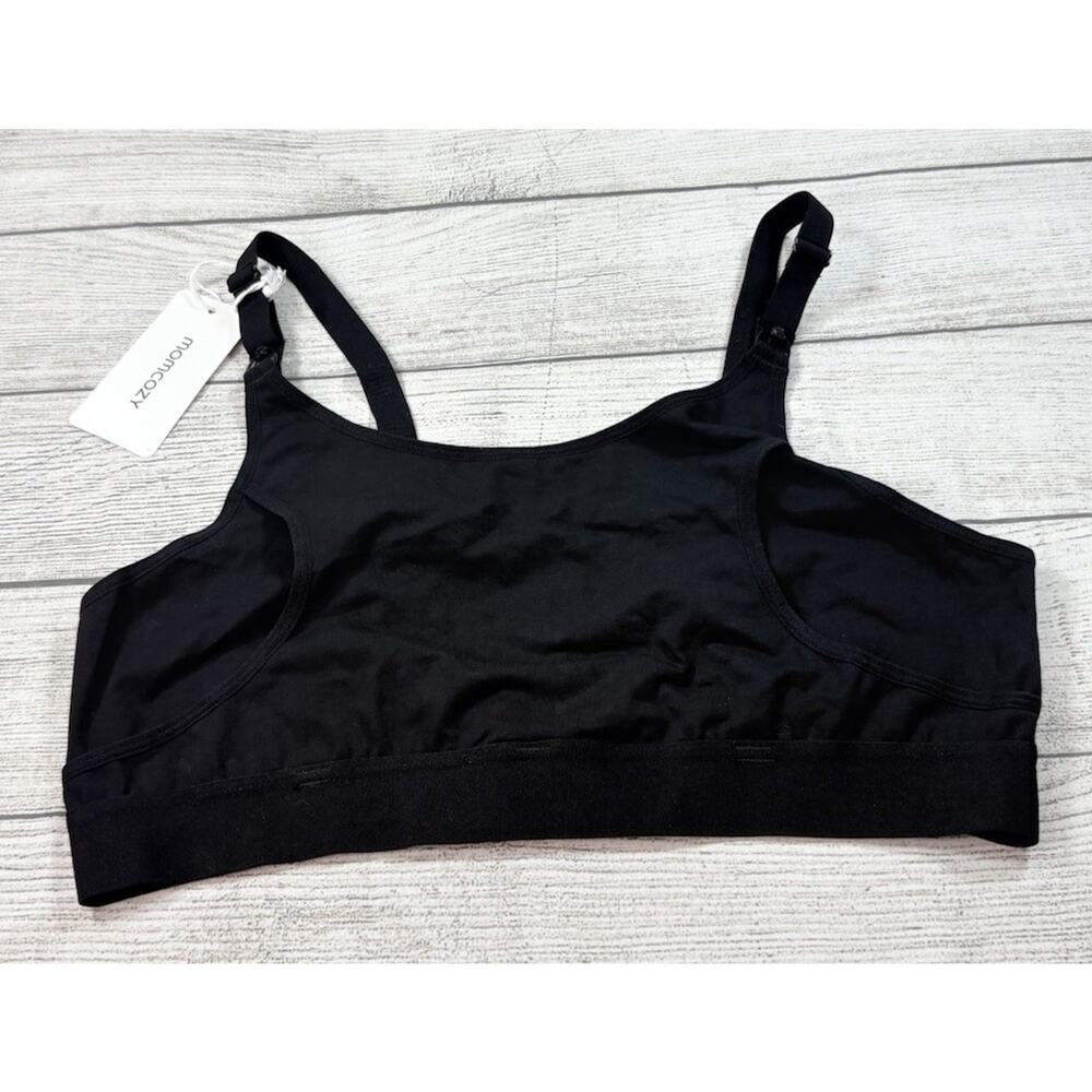 MOMCOZY Hands Free Nursing Pumping Black Bra Adjustable Back Size Large